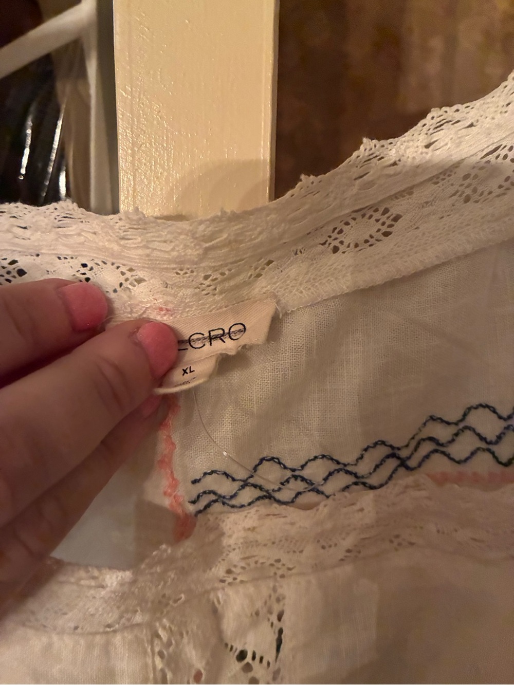 Pilcro patchwork Embroidered Sun Tie-Shoulder Crop Top - Picture 3 of 3